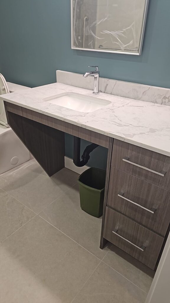 ADA bathroom transformation in Chilliwack with walk-in shower and accessibility upgrades