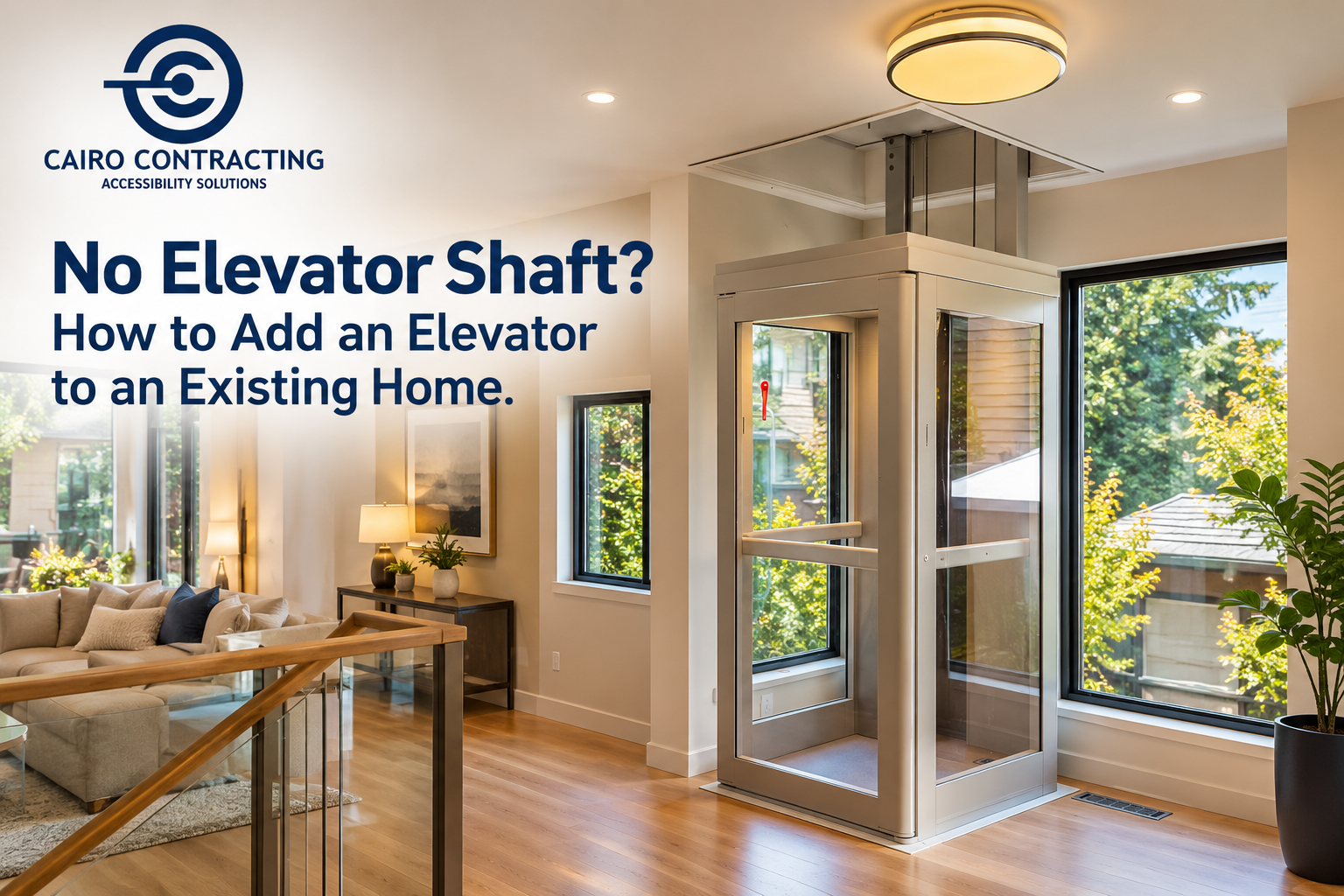 Shaftless home elevator installed in an existing Vancouver home without a traditional elevator shaft.